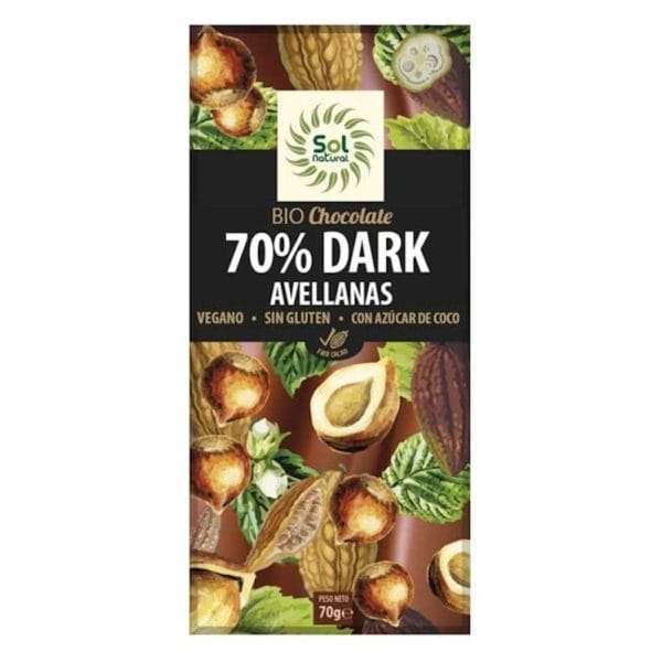 Chocolate 70% con avellanas Sol Natural 70g