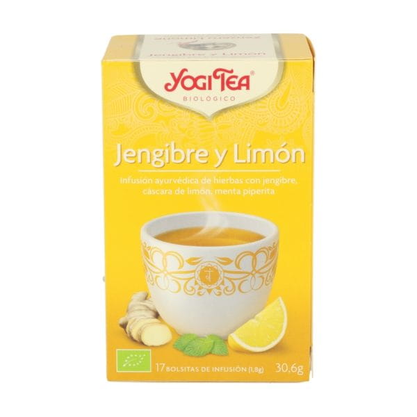 Jenjibre Limón Yogui Tea Infusión ayurvédica 17 bolsitas infusoras