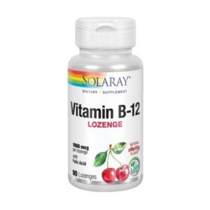Vitamina B-12 con Ácido Fólico90 cápsulas de 1000μg (Cereza) Solaray